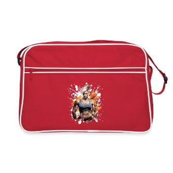 Fitness Frau Muskeln Bodybuilderin - Retro Tasche - Rot/Weiß - Vorne