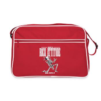 I Have A Rock Attitude Deal With It Music Guitar - Retro Tasche - Rot/Weiß - Vorne