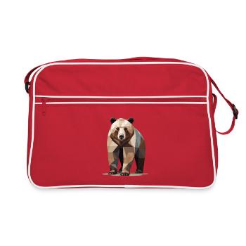 Polygone géométrique de grizzli - Sac Retro - rouge/blanc - Devant
