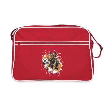 German Shepherd Dog Football Sports - Retro Bag - red/white - Front