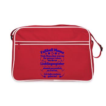 Footballeur Maman Joueur Préféré Né en Bleu - Sac Retro - rouge/blanc - Devant