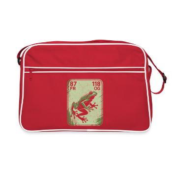 Frog Vintage Postcard Green - Retro Bag - red/white - Front