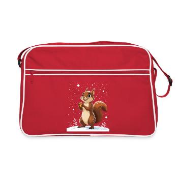 Écureuil d’hiver au gland - Sac Retro - rouge/blanc - Devant