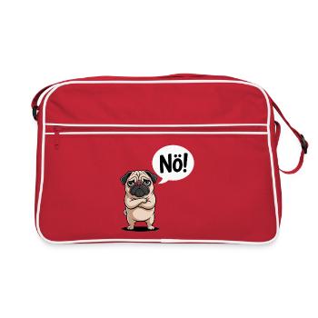 Nö Sprechender Mops Comic Lustig - Retro Tasche - Rot/Weiß - Vorne