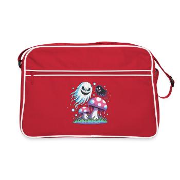 Fantômes et champignons effrayants – Neon Pastel Design - Sac Retro - rouge/blanc - Devant