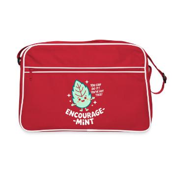 Encourage-Mint Cute Pep Talk Leaf Pun - Retro Bag - red/white - Front
