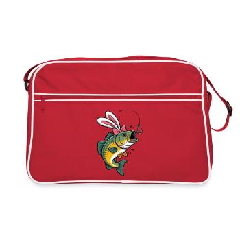 Funny Easter Fish Art Fishing - Retro Bag - red/white - Front