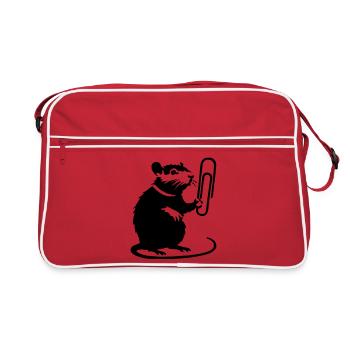 Ratte als Bürohengst - Retro Tasche - Rot/Weiß - Vorne