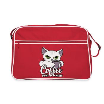 Coffee Right Meow - Meow - Cat with Cup of Coffee - Retro Bag - red/white - Front