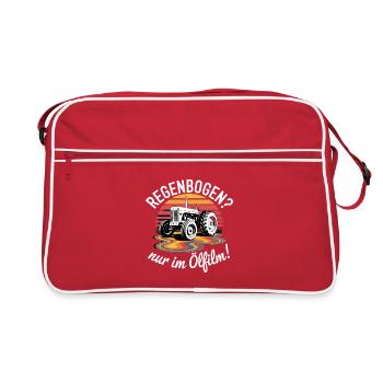  Regenbogen Nur Im Ölfilm Traktor Oldtimer - Retro Tasche - Rot/Weiß - Vorne