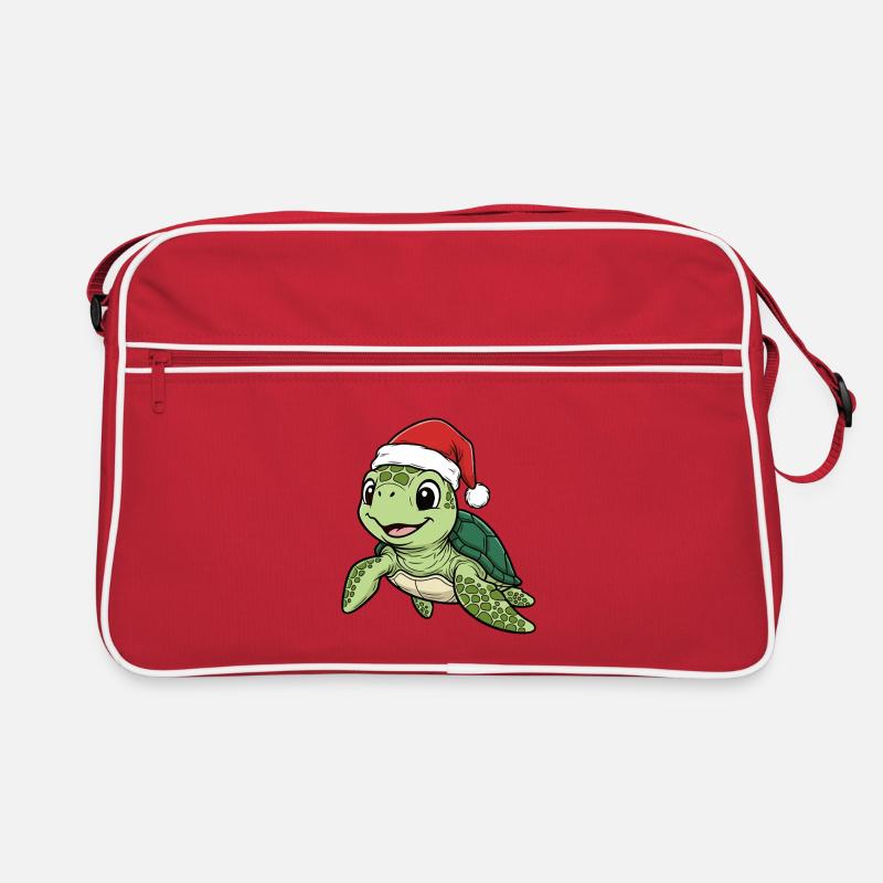 Turtle with Christmas hat Retro Bag