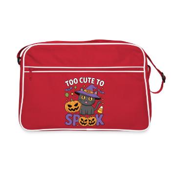 Too Cute to Spook - Süße Hexenkatze - Retro Tasche - Rot/Weiß - Vorne