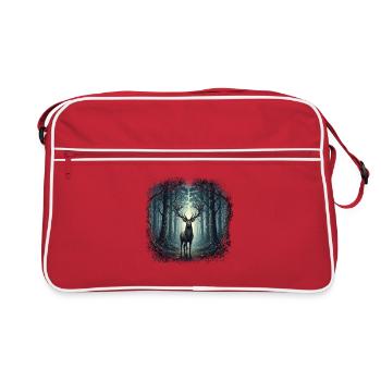 Forêt Cerf Scène Chasse Amoureux de la Nature - Sac Retro - rouge/blanc - Devant