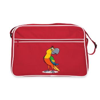 Colorful Parrot Cartoon - Retro Bag - red/white - Front