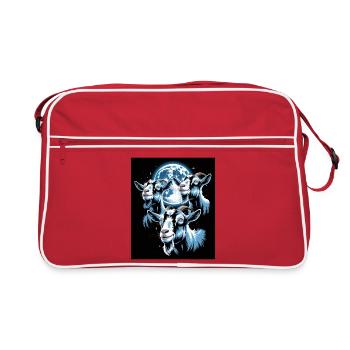 Trois chèvres devant la pleine lune - Sac Retro - rouge/blanc - Devant