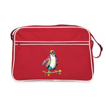 Pingouin Skateboard Look Neon - Sac Retro - rouge/blanc - Devant