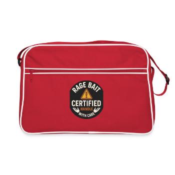 Rage Bait zertifizierter Griff mit Sorgfalt, lustig - Retro Tasche - Rot/Weiß - Vorne