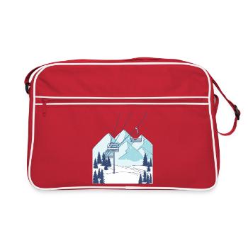 Remontée mécanique montagne paysage hivernal - Sac Retro - rouge/blanc - Devant