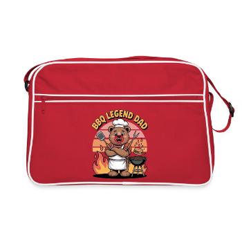 BBQ Legende Papa Lustiger BBQ Experte Bär Design - Retro Tasche - Rot/Weiß - Vorne