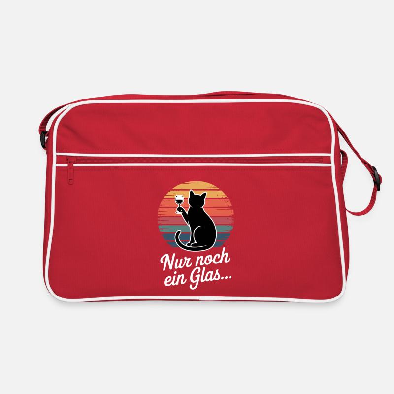 Katze mit Weinglas: Nur noch ein Glas Retro Tasche