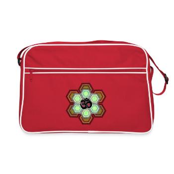 Om Symbol Aum Hexagon Mandala Yoga Meditation - Retro Bag - red/white - Front