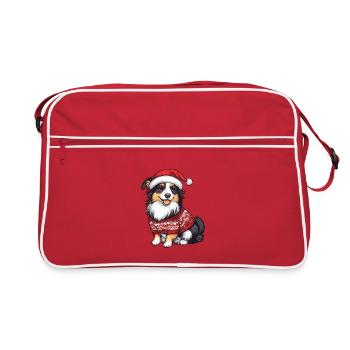 Border Collie Chien Noël - Sac Retro - rouge/blanc - Devant