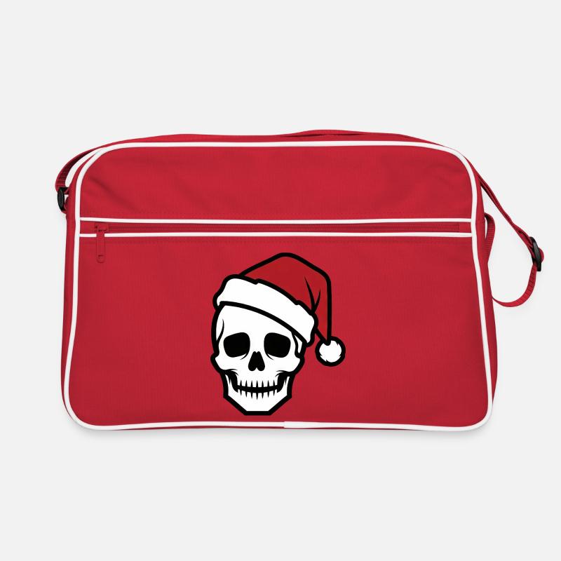 Creepy Skeleton with Santa Hat Biker Horro Retro Bag