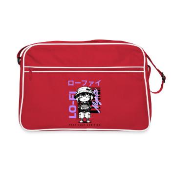 Lo-Fi Nights – Kawaii Chibi with Walkman Streetwear - Retro Bag - red/white - Front