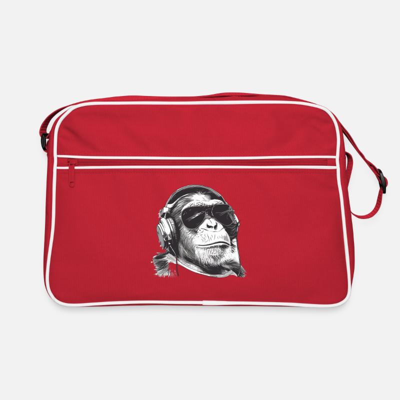 Affe DJ mit Kopfhörern Retro Tasche