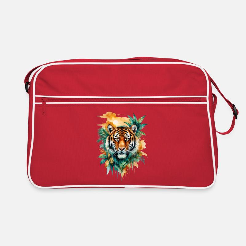 Wasserfarbener Tiger im Dschungel Retro Tasche
