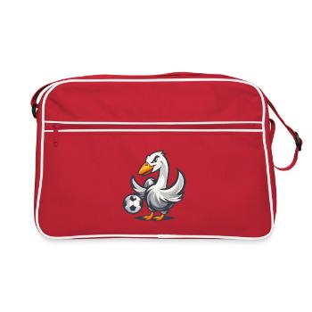 Duck with Soccer Cartoon - Retro Bag - red/white - Front