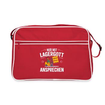 Approach only with bearing god Forklift drivers - Retro Bag - red/white - Front