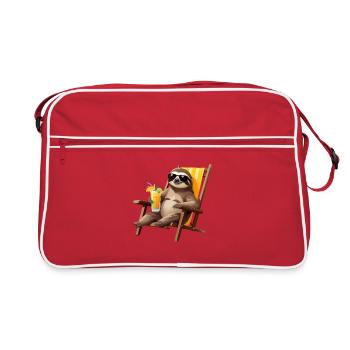 Sommersloth in a deckchair - Retro Bag - red/white - Front