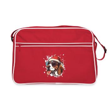 Beagle Hund Weihnachten Lustig - Retro Tasche - Rot/Weiß - Vorne