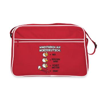 Norddeutsche Windstärken Schäfchen - Retro Tasche - Rot/Weiß - Vorne