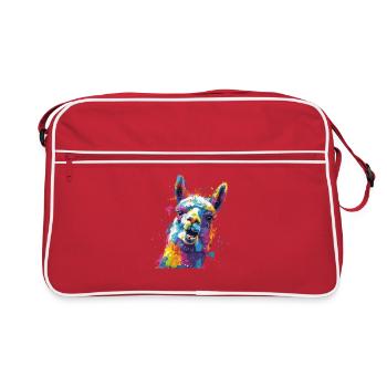 Llama Farbexplosion - Retro Tasche - Rot/Weiß - Vorne