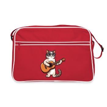 Un chat guitariste chat drôle chat avec guitare - Sac Retro - rouge/blanc - Devant