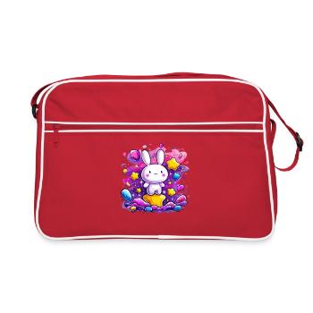 Lapin câlin dans la lueur étoilée - Sac Retro - rouge/blanc - Devant