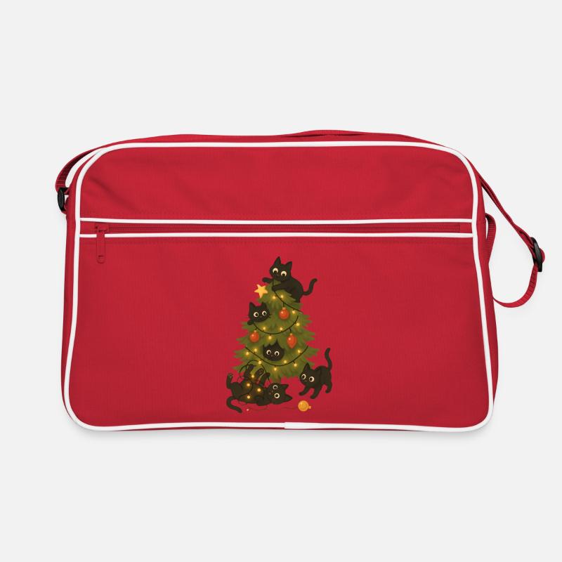 Drôles de chats jouant autour de l’arbre de Noël Sac Retro