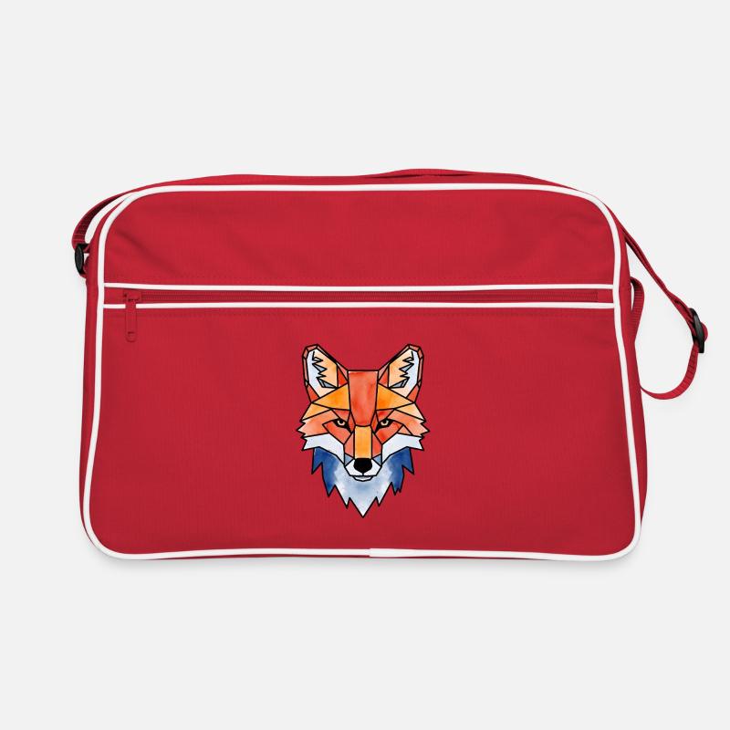 Geometrischer Aquarellfuchs Fuchs Wasserfarben - Retro Tasche - Rot/Weiß