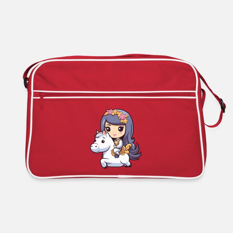 Prinzessin Pferd Comic - Retro Tasche - Rot/Weiß