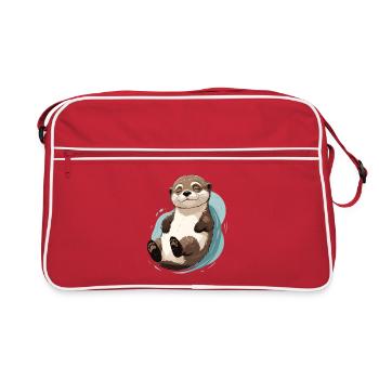 Satisfied otter smile in the water - Retro Bag - red/white - Front