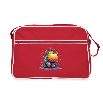 Colorful Drop Hippo Design - Retro Bag - red/white - Front