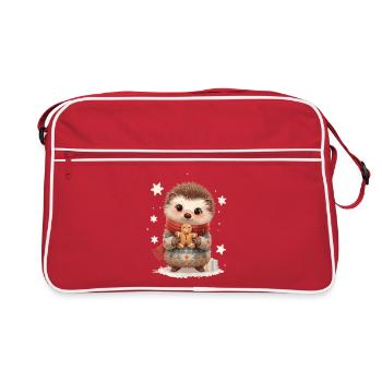 Kuscheliger Igel mit Gingerbread - Retro Tasche - Rot/Weiß - Vorne