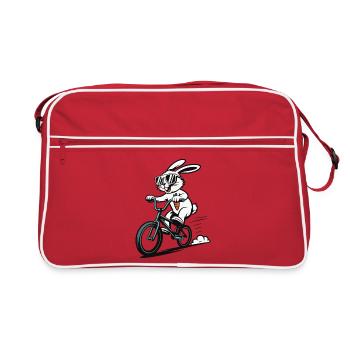 Un lapin en BMX avec des lunettes de soleil - Sac Retro - rouge/blanc - Devant