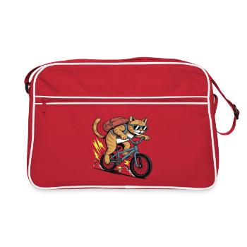 Katzen cooles Fahrrad abenteuer - Retro Tasche - Rot/Weiß - Vorne