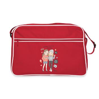 Stylish girlfriends illustration pastel look - Retro Bag - red/white - Front