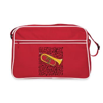 Flügelhorn Musikanmerkungen Hornist Blechbläser - Retro Tasche - Rot/Weiß - Vorne