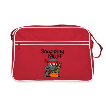 Shopping Ninja – Motif ninja amusant pour faire du shopping - Sac Retro - rouge/blanc - Devant