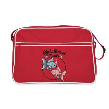 Ofishiellement Ehe-Humor-Pfirsich-Hochzeitspaar - Retro Tasche - Rot/Weiß - Vorne